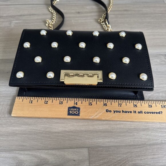 Zac Posen Earthette Pearl Lady Mini Chain Leather Purse Bag NEW Black & Gold‎ - Picture 3 of 10